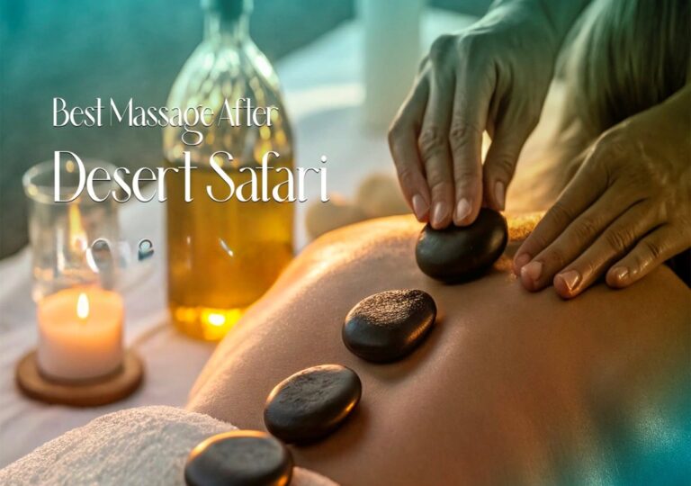 Professional therapist giving hot stone massage at best spa in Hurghada after a desert safari.