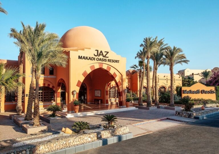 Spa from JAZ Makadi Oasis Resort entrance and luxury wellness center in Hurghada